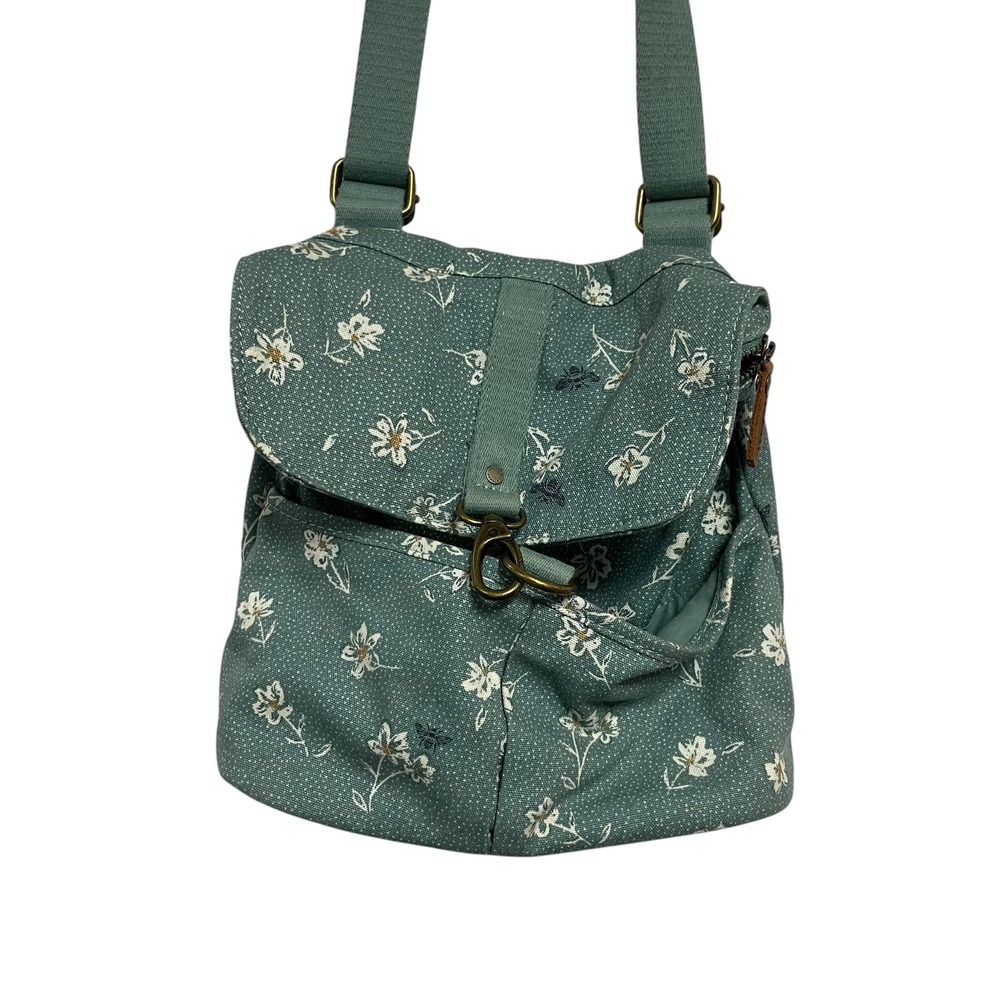FatFace Green Haze Floral Bee Canvas Mini Backpack Rucksack 100% cotton